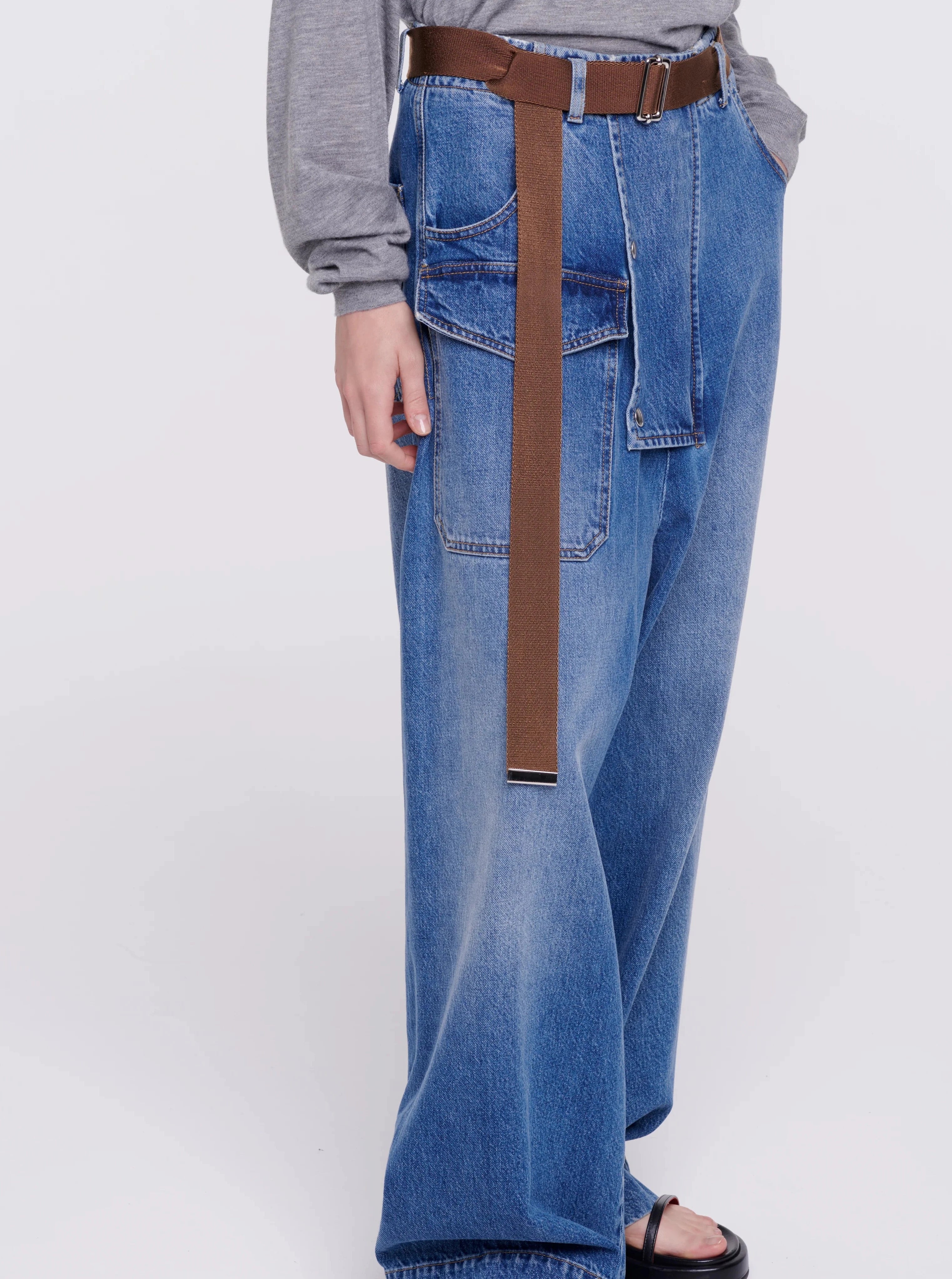 PLAN C Belted Cargo Jeans