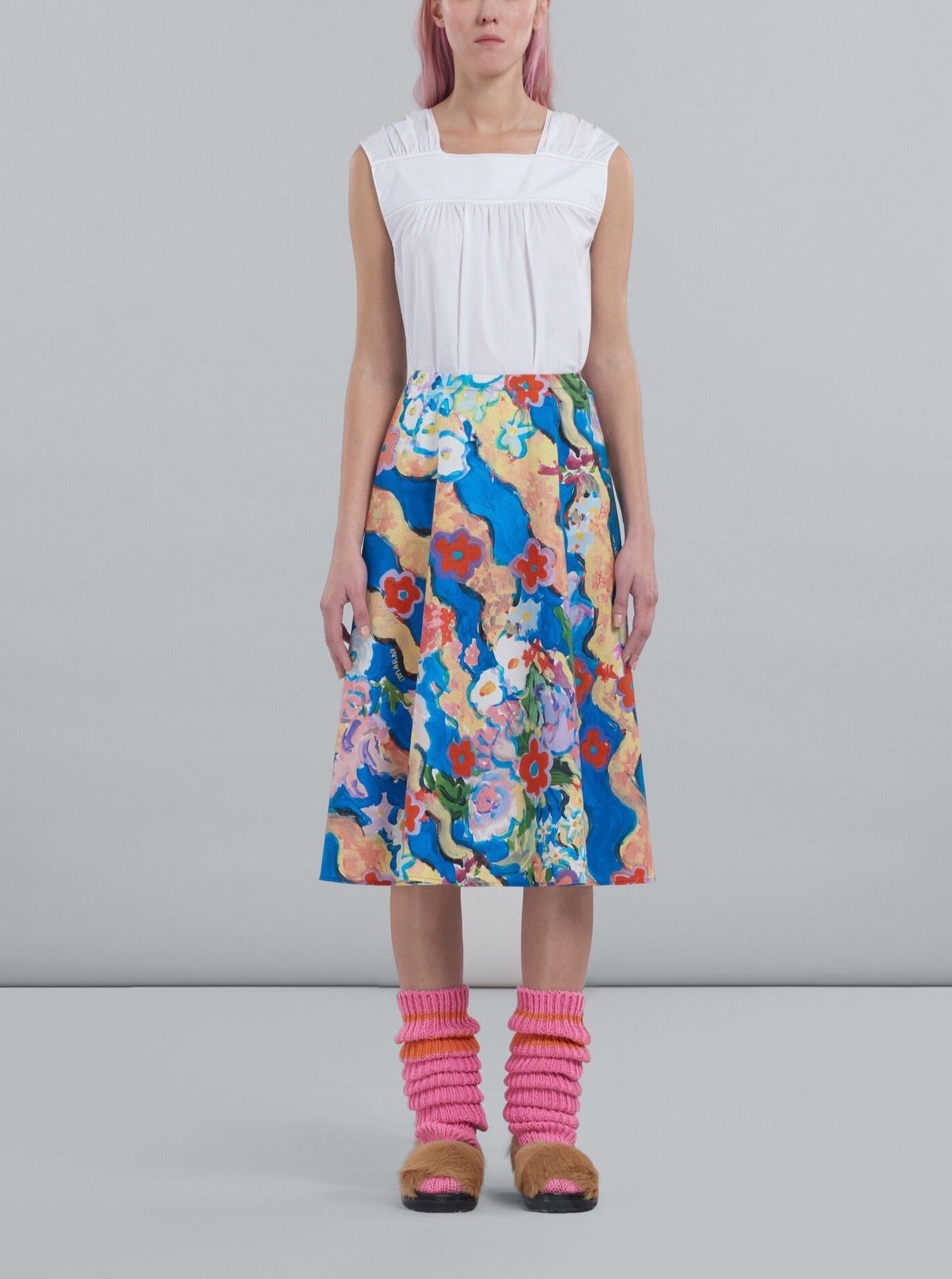 Marni Multicolor Printed Poplin Skirt