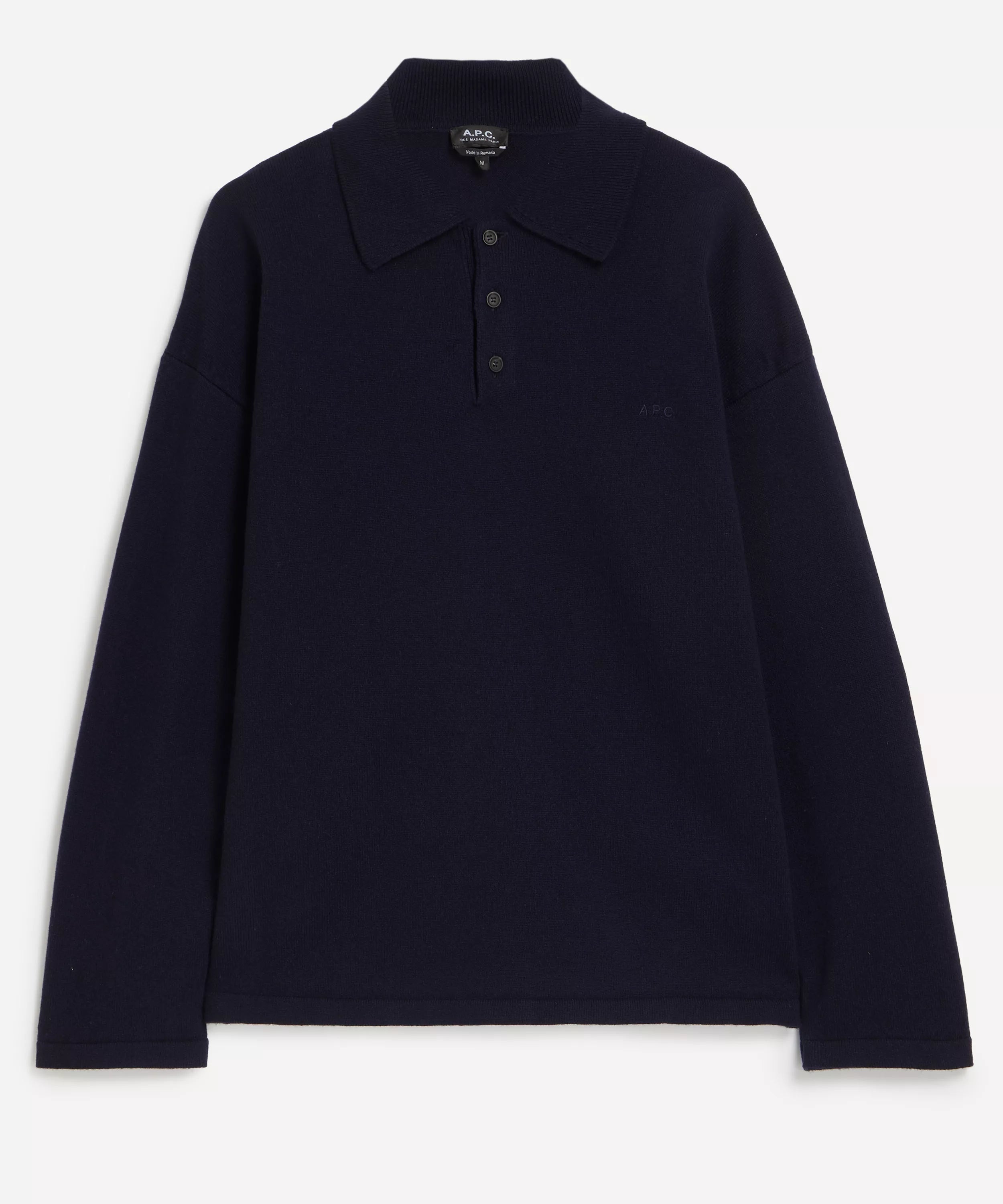 A.P.C. 'Manuel' Wool Polo Shirt Dark Navy