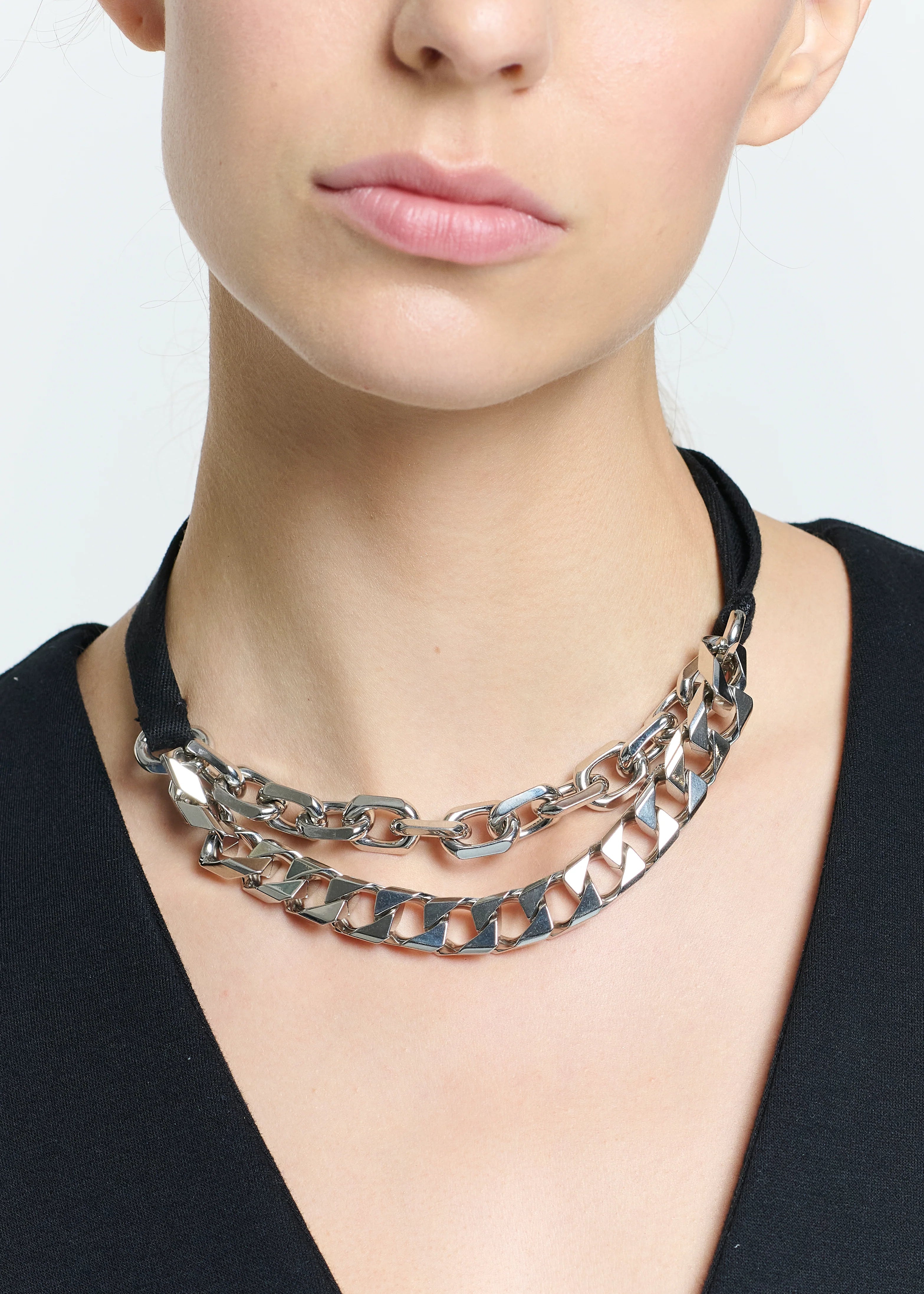 Plan C Silver Double Chain Necklace With Knot