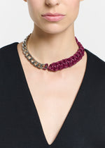 Load image into Gallery viewer, Plan C Chain Necklace With Bordeaux Cord
