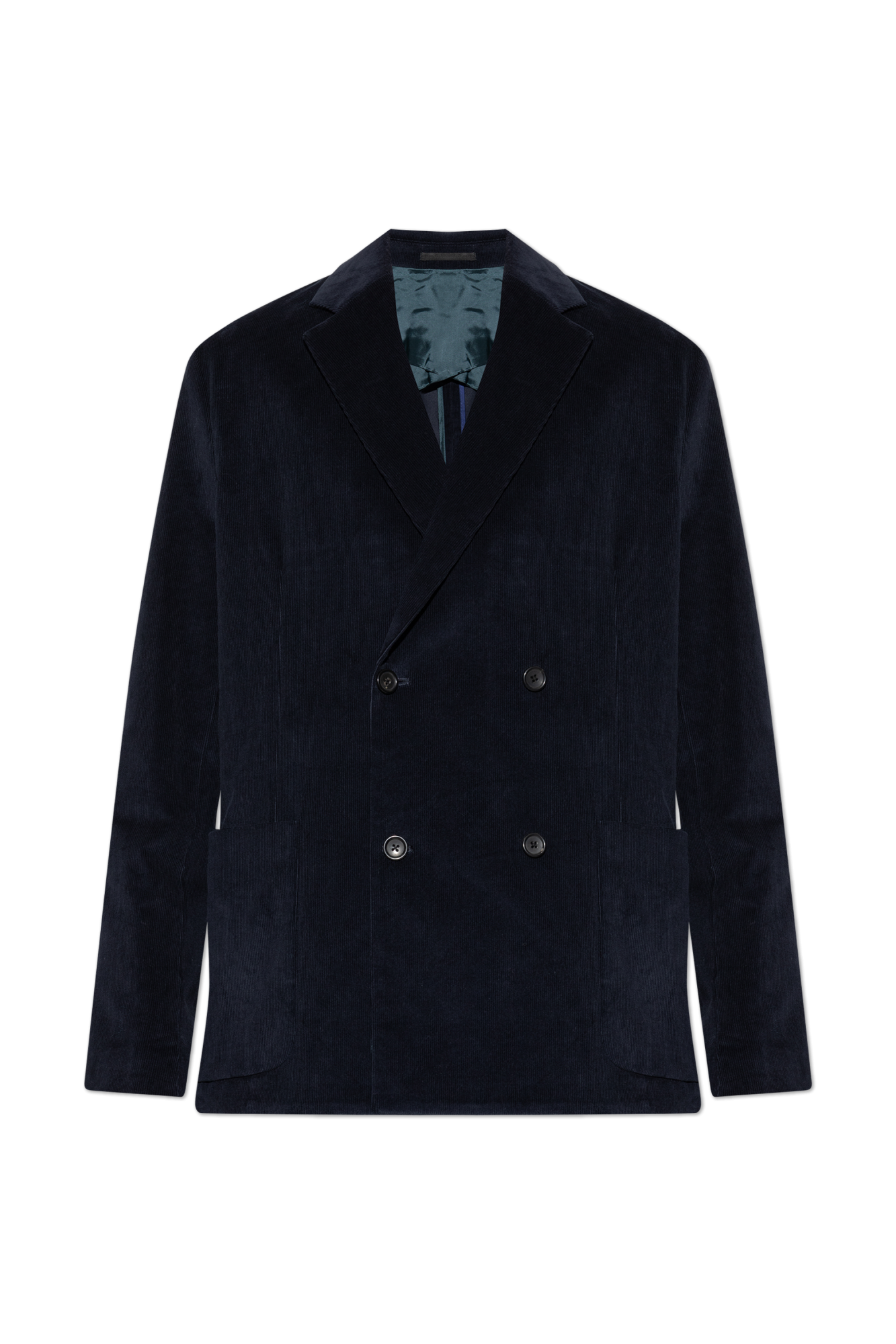 Paul Smith Double-Breasted Corduroy Blazer Navy Blue
