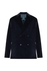 Paul Smith Double-Breasted Corduroy Blazer Navy Blue