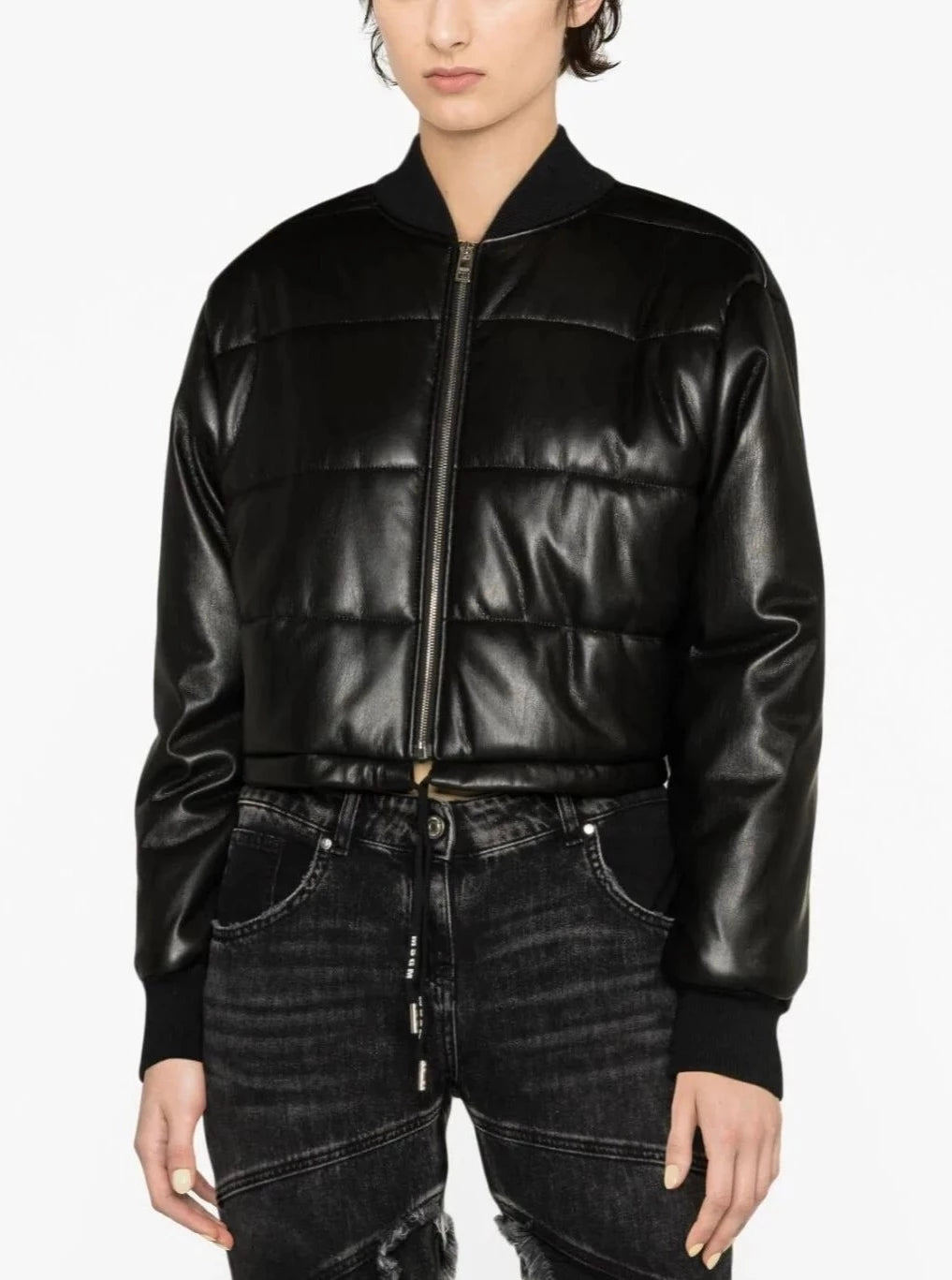 MSGM Faux-Leather Cropped Jacket