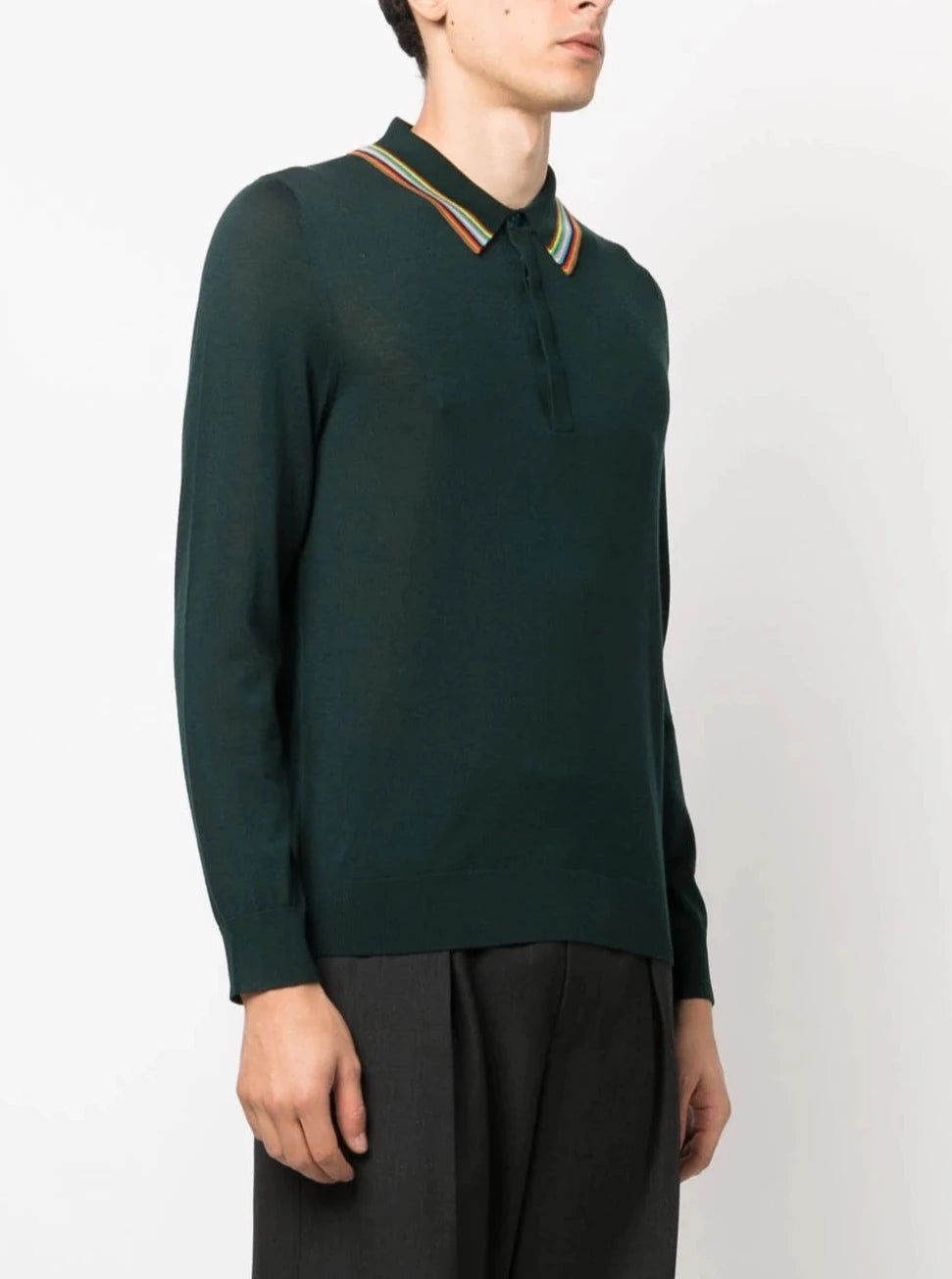 Paul Smith Dark Green Knitted Polo Shirt