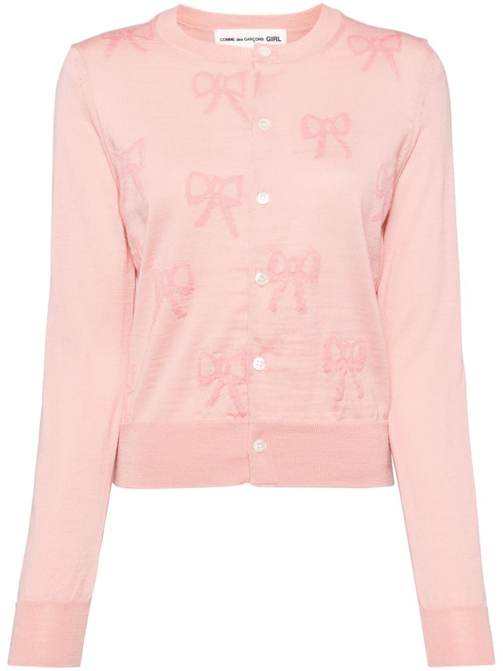 Comme Des Garçons Pink Bow Cardigan