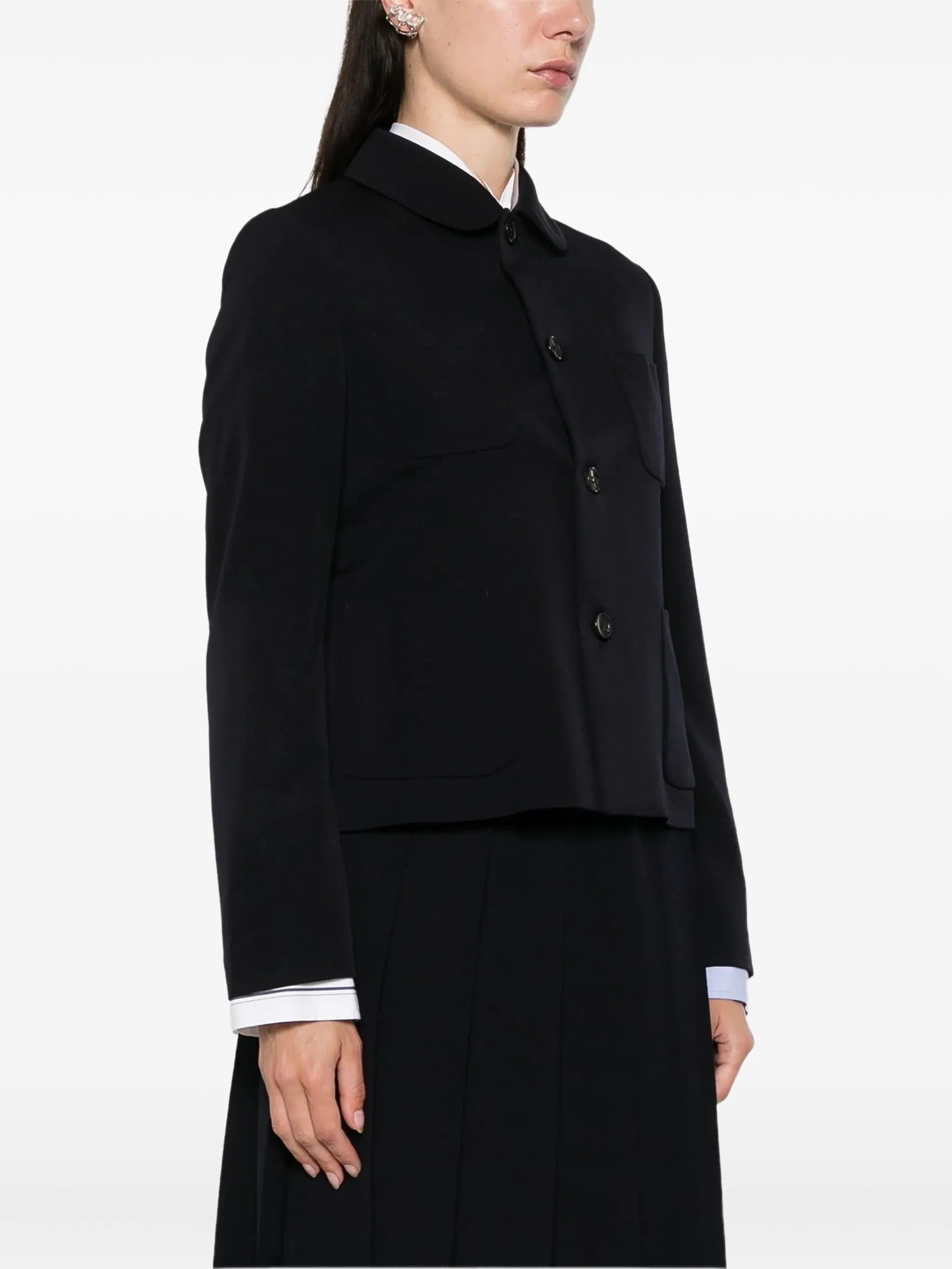 Comme Des Garçons Peter Pan Collar Pocket Jacket Black
