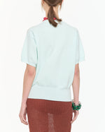 Load image into Gallery viewer, Plan C Intarsia Short Sleeves Knit Top Powder Blue
