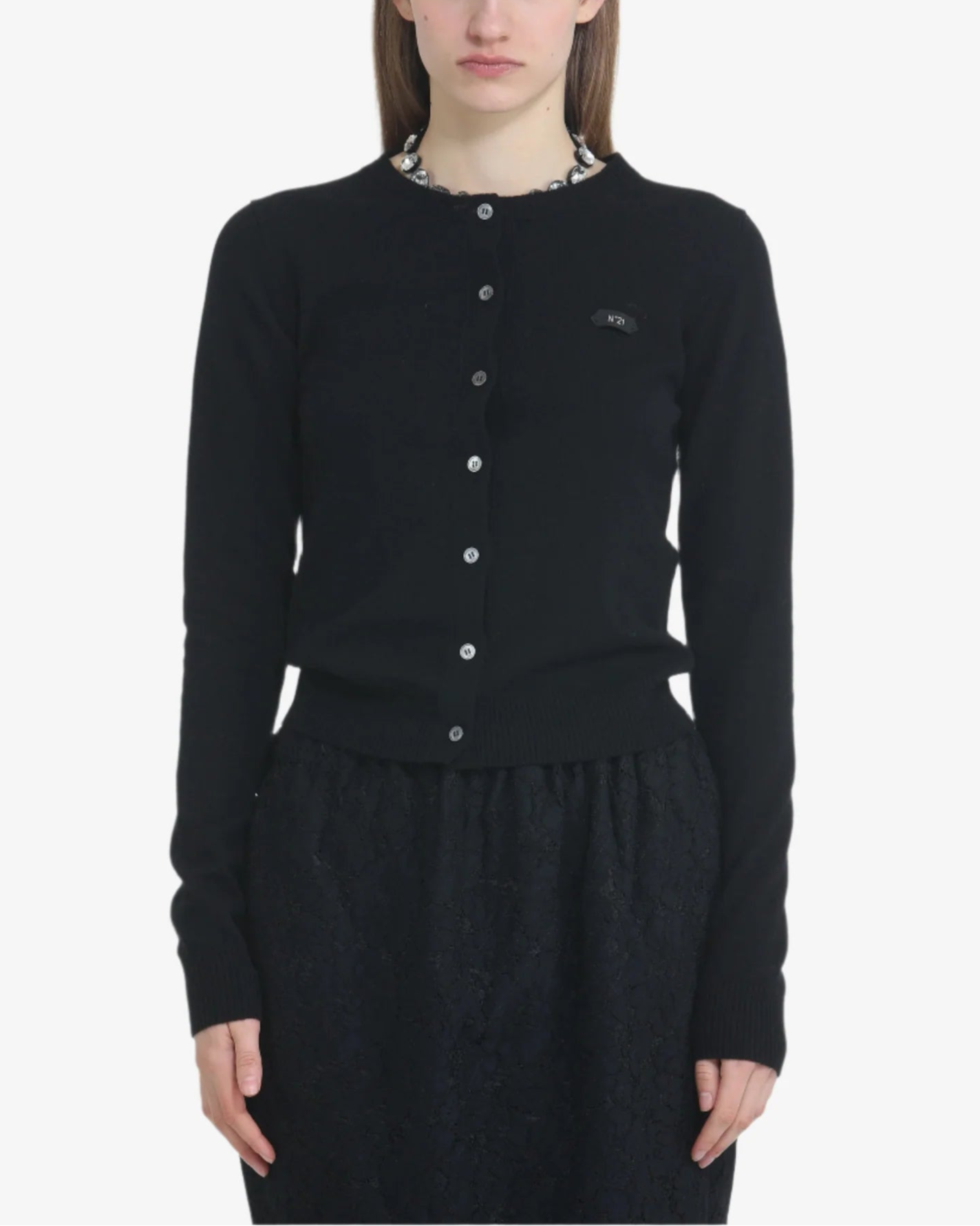 N°21 Crewneck Cardigan With Logo