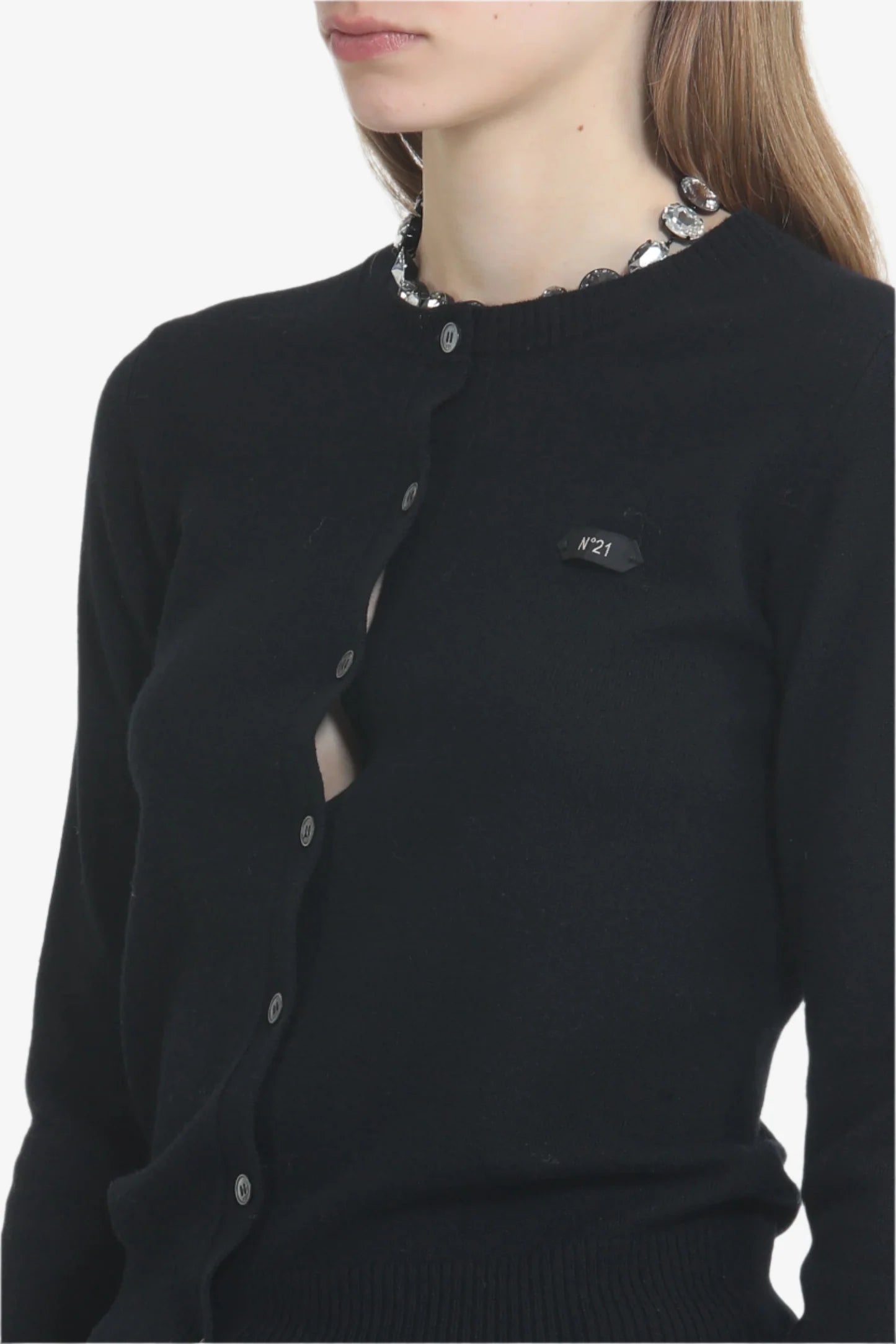 N°21 Crewneck Cardigan With Logo