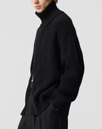 Load image into Gallery viewer, ADNYM 'Pino' Zip-Up Cardigan Black
