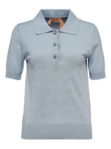 N°21 Polo Top With Embellished Buttons Light Blue