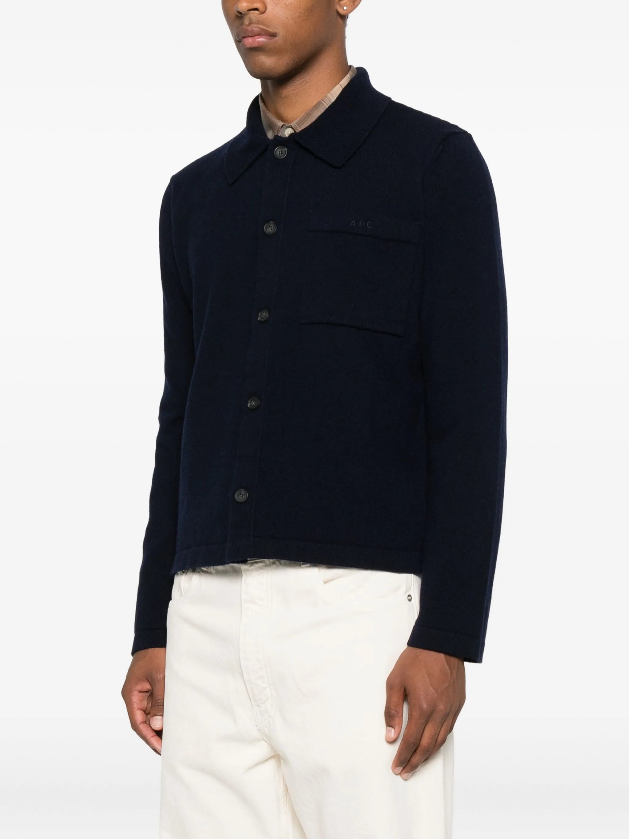 A.P.C. Polo Collar Buttoned Cardigan Dark Navy