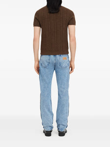 MM6 Maison Margiela Cable-Knit Polo Shirt Brown