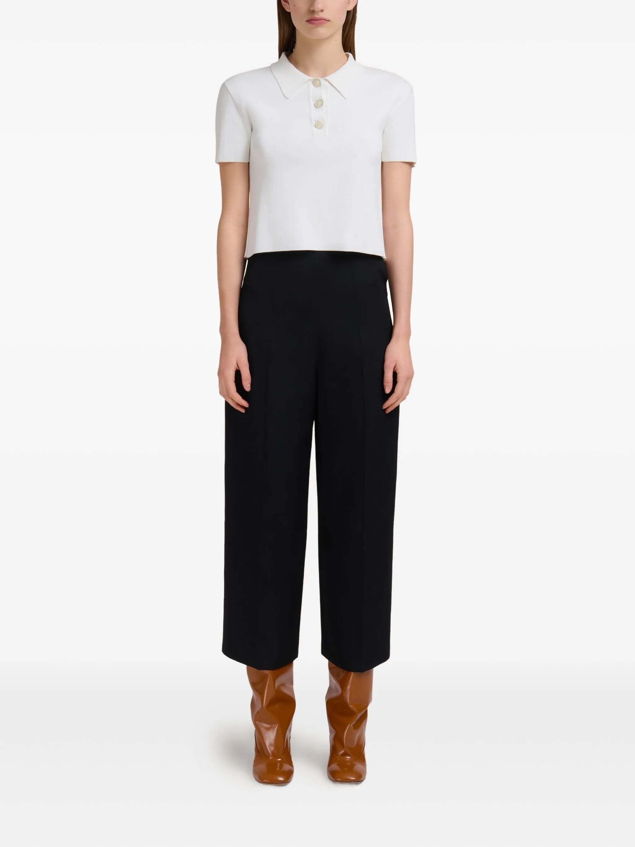 Marni High-Waist Cropped Trousers Black