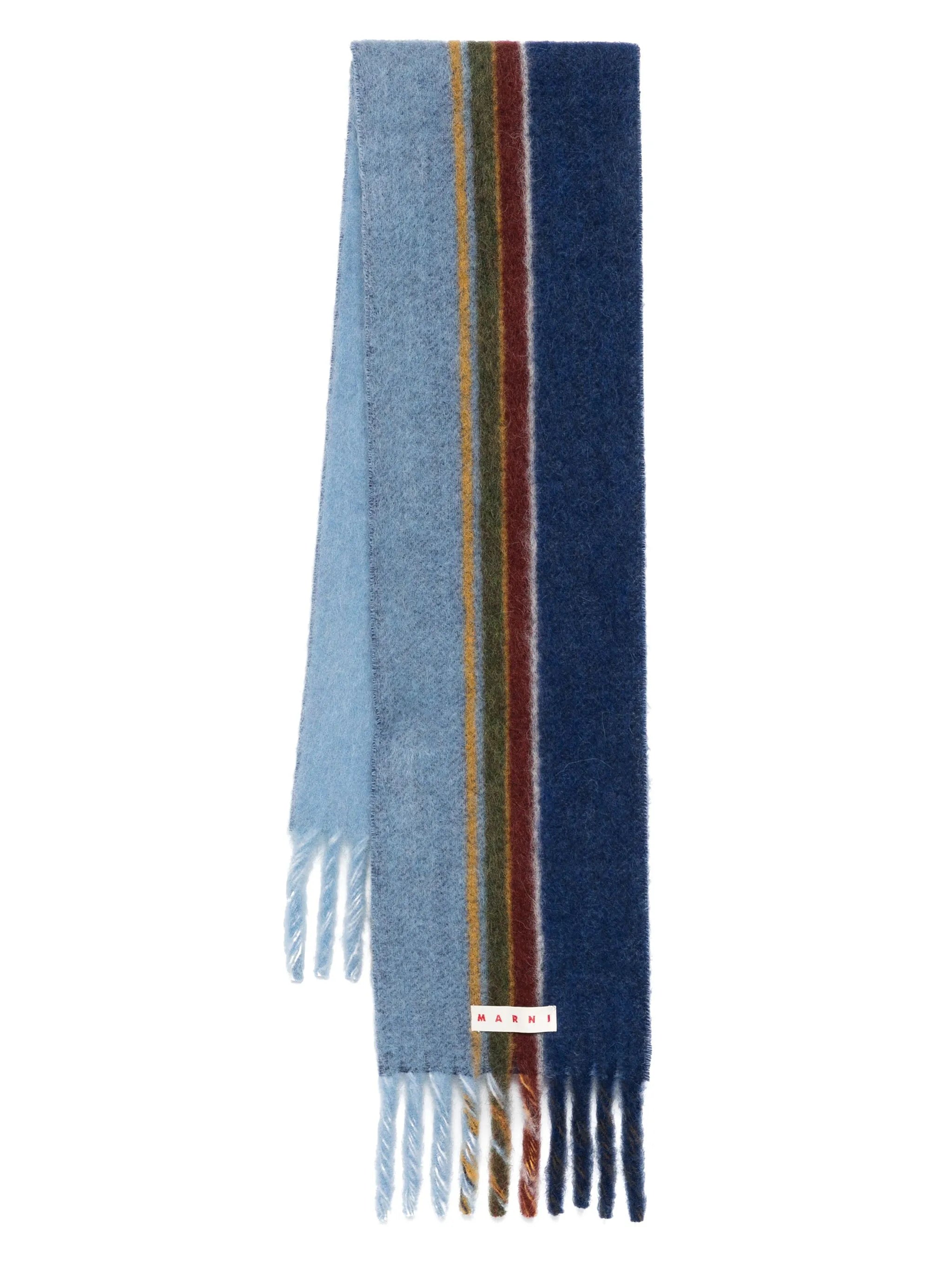 Marni Scarf With Logo Patch Blue