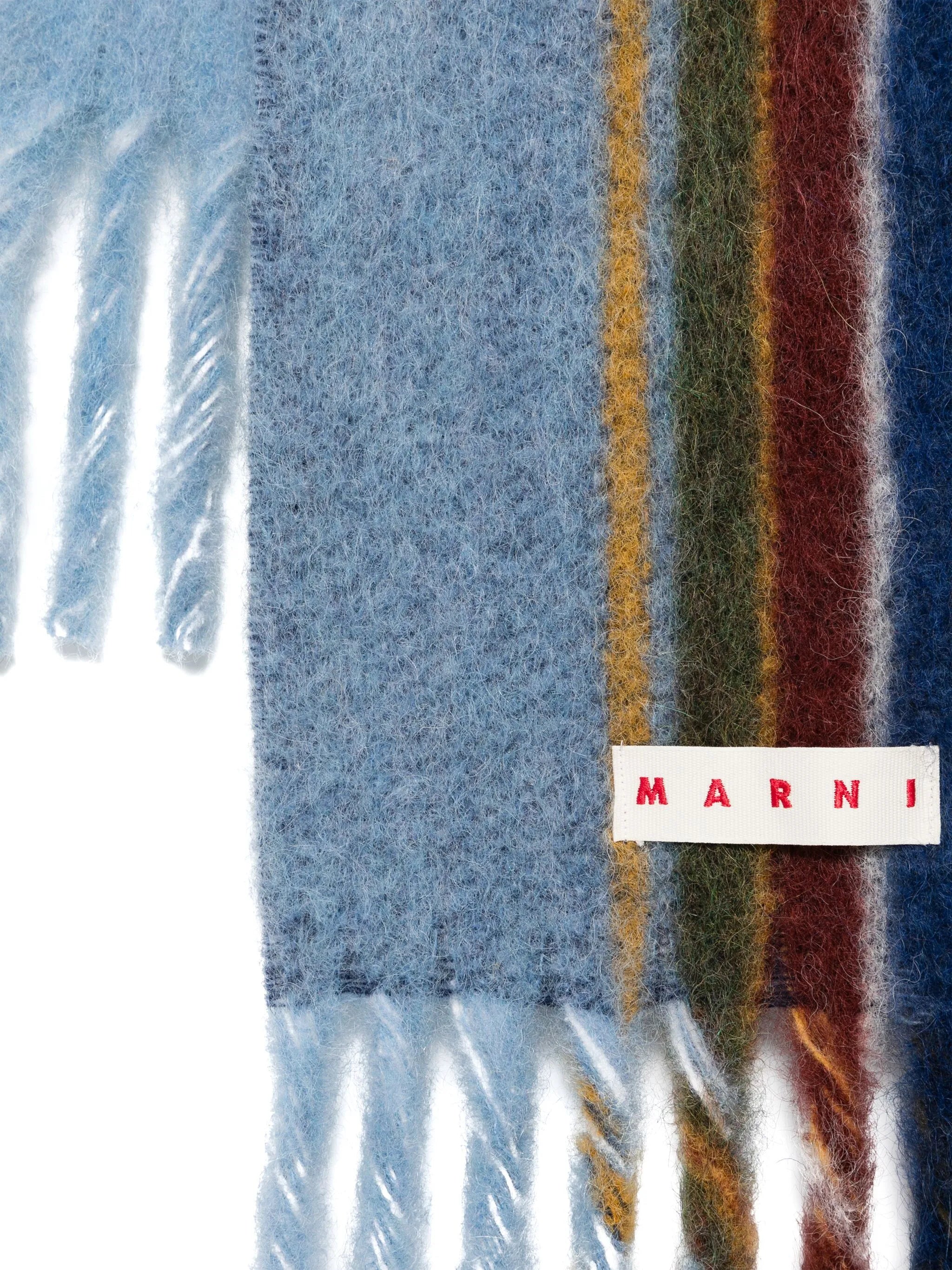Marni Scarf With Logo Patch Blue