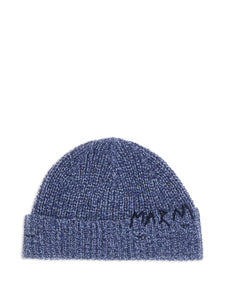 Marni Beanie With Embroidered Logo Blue