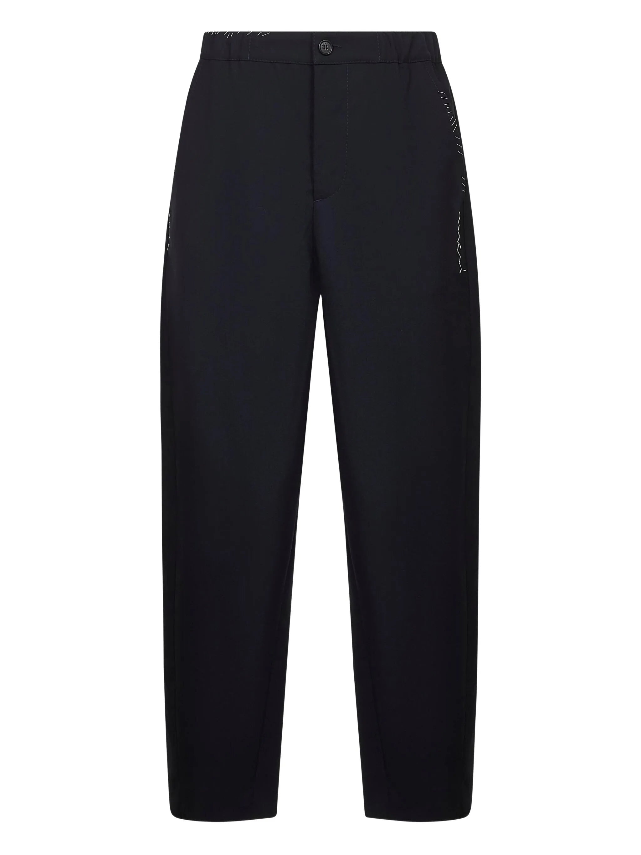 Marni Trousers With Embroidered Pockets Dark Blue