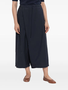 Marni Pleated Drawstring Cropped Trousers Navy