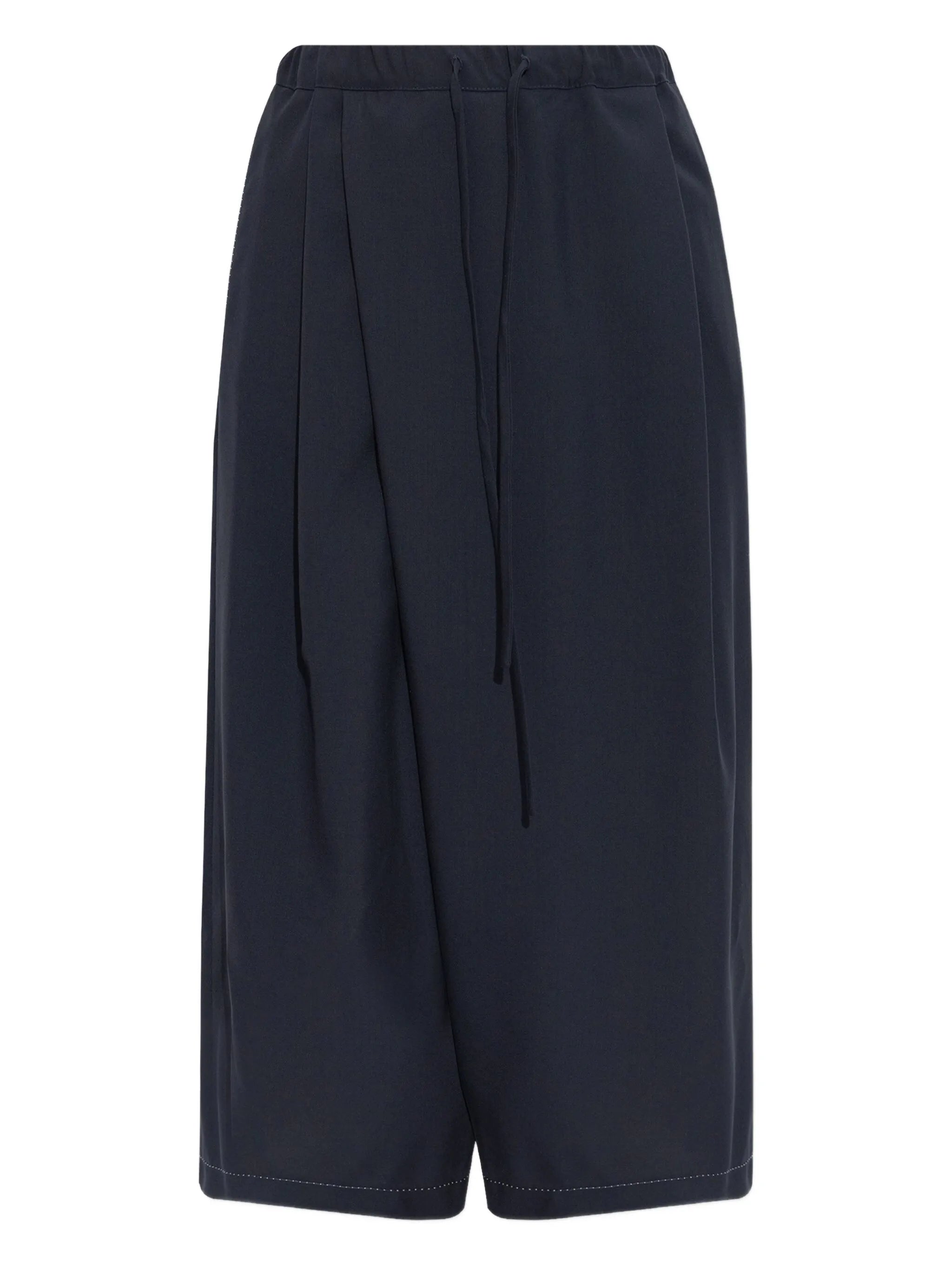Marni Pleated Drawstring Cropped Trousers Navy