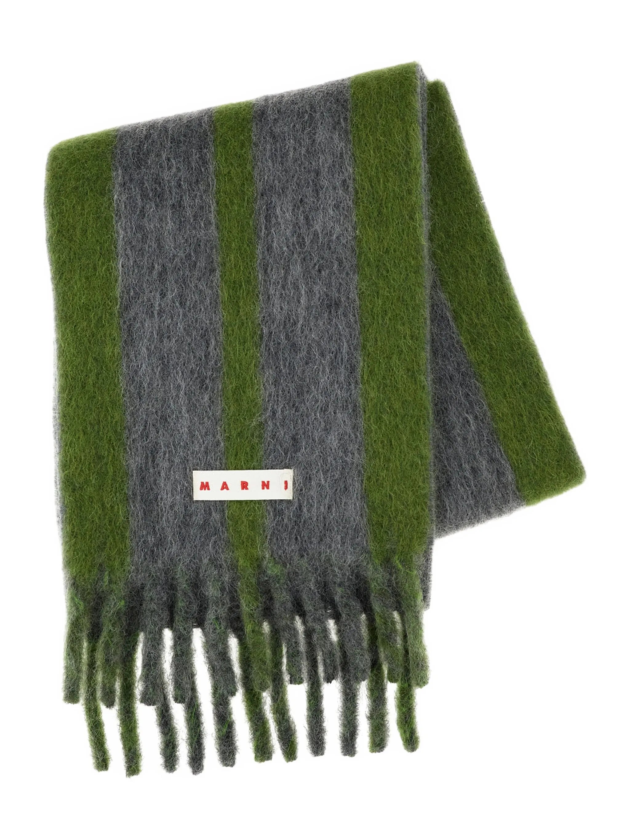 Marni Striped Scarf Grey Green