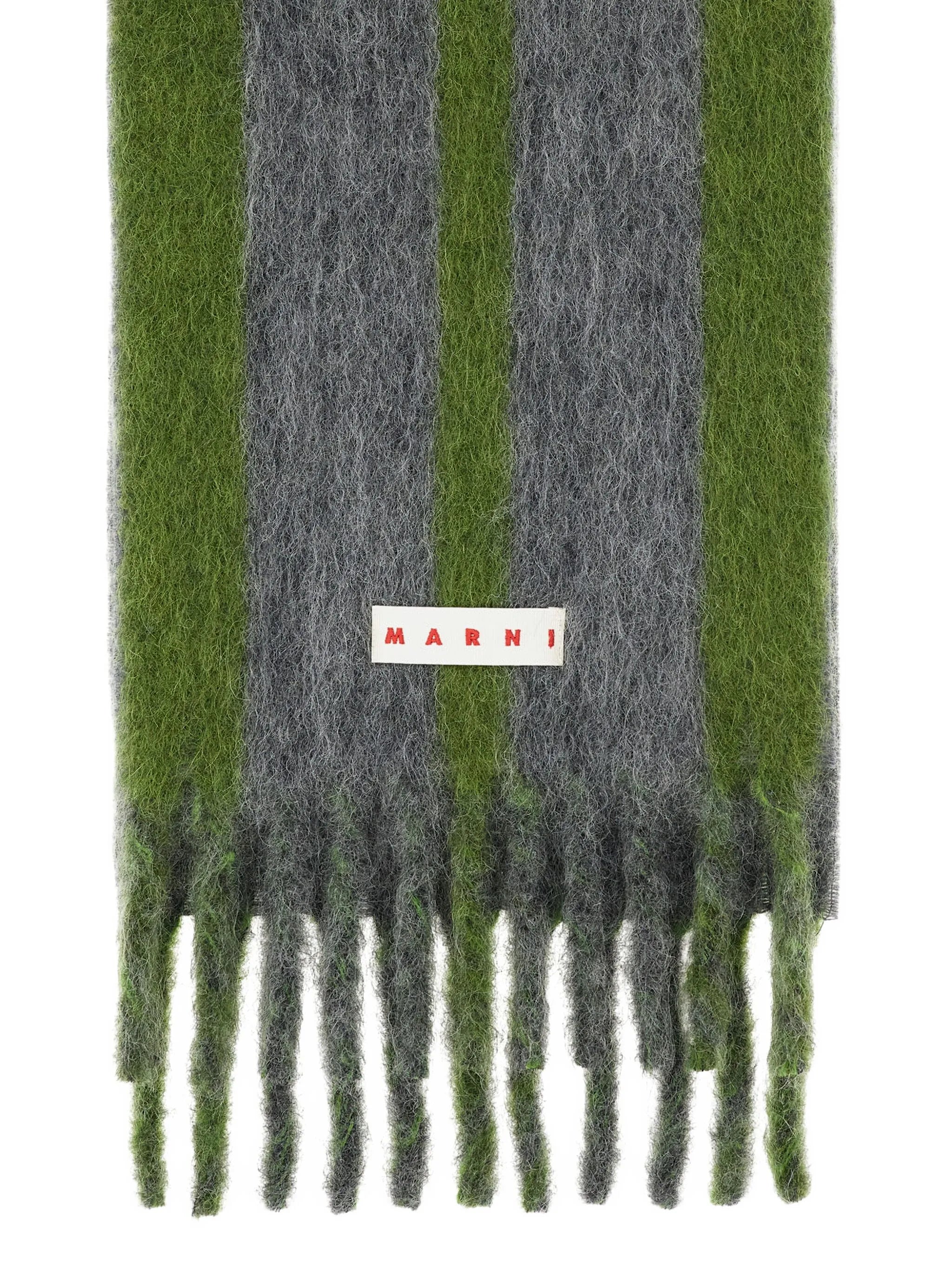 Marni Striped Scarf Grey Green