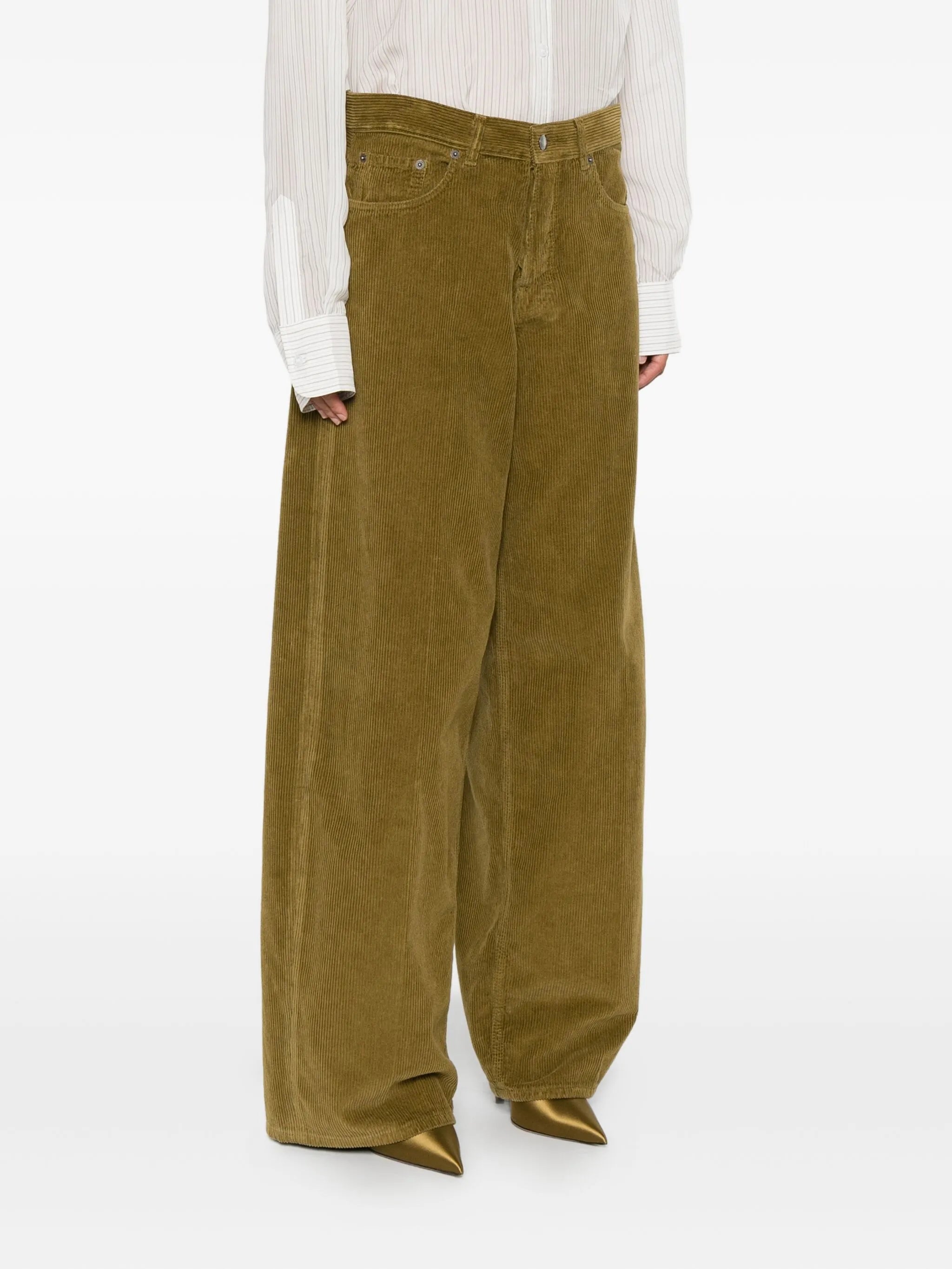 Haikure Corduroy Trousers Olive Green