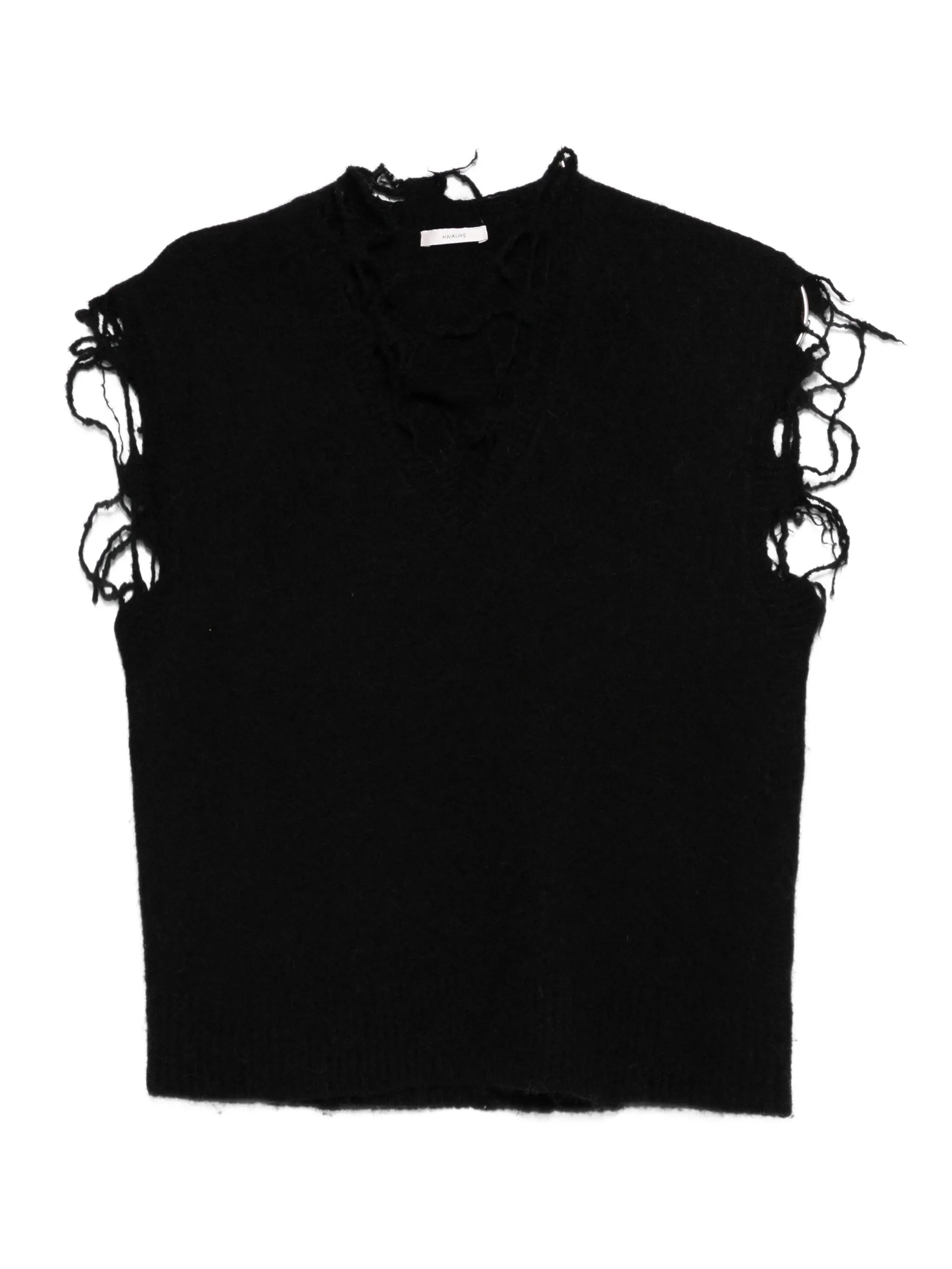 Haikure Vest With Frayed Finish Black