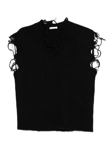 Haikure Vest With Frayed Finish Black