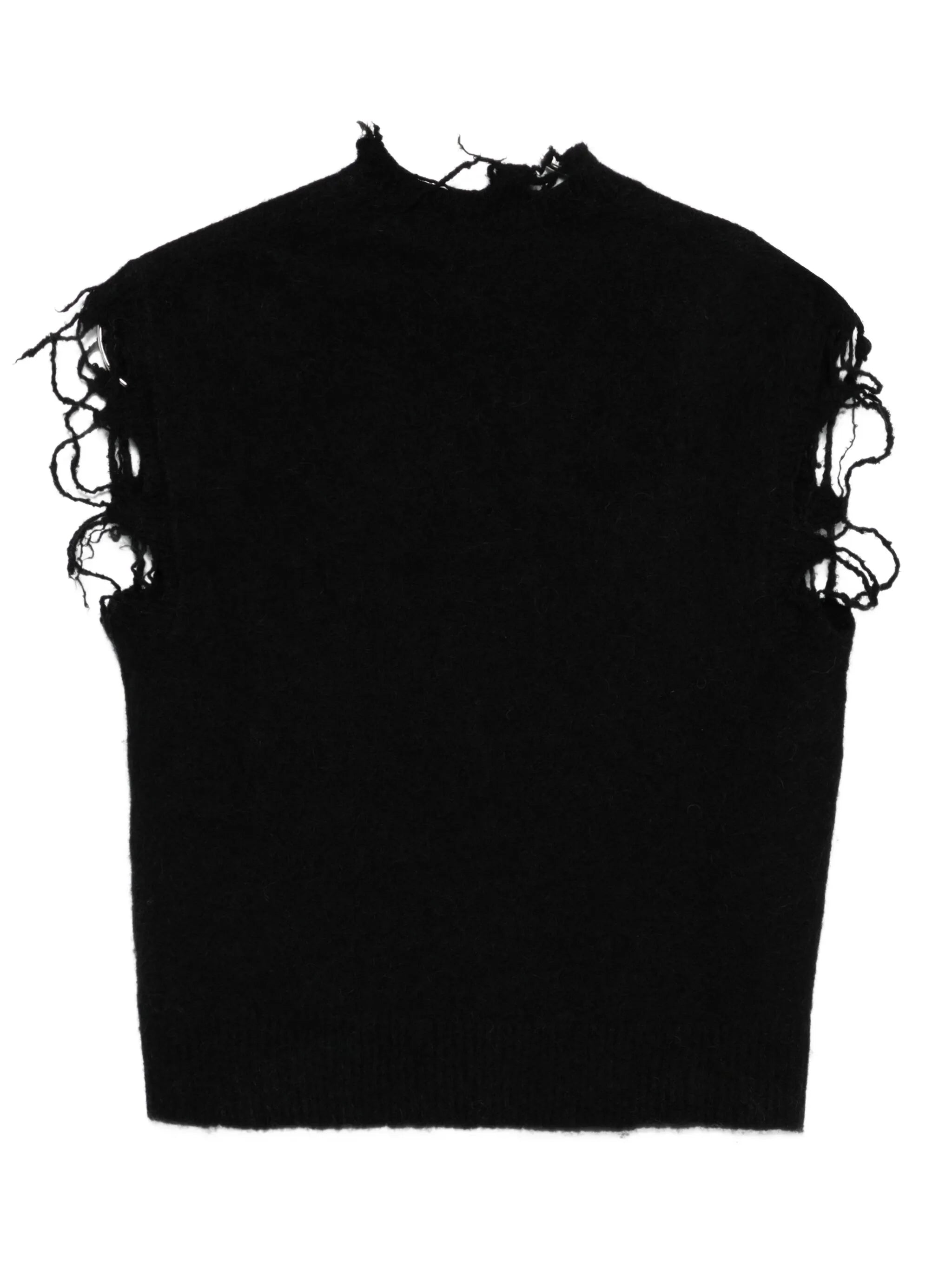 Haikure Vest With Frayed Finish Black