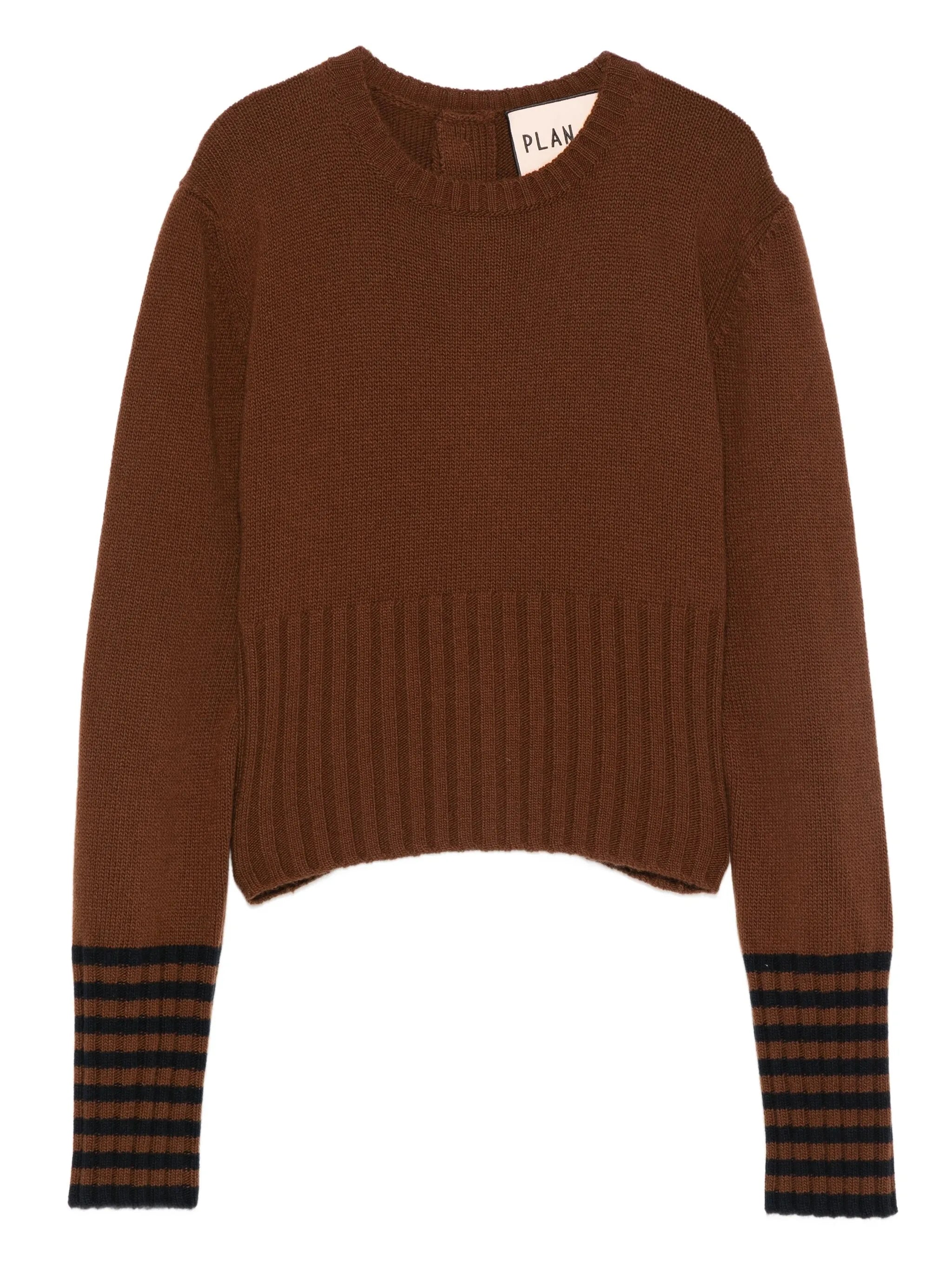 Plan C Wool Sweater With Ribbed Cuffs