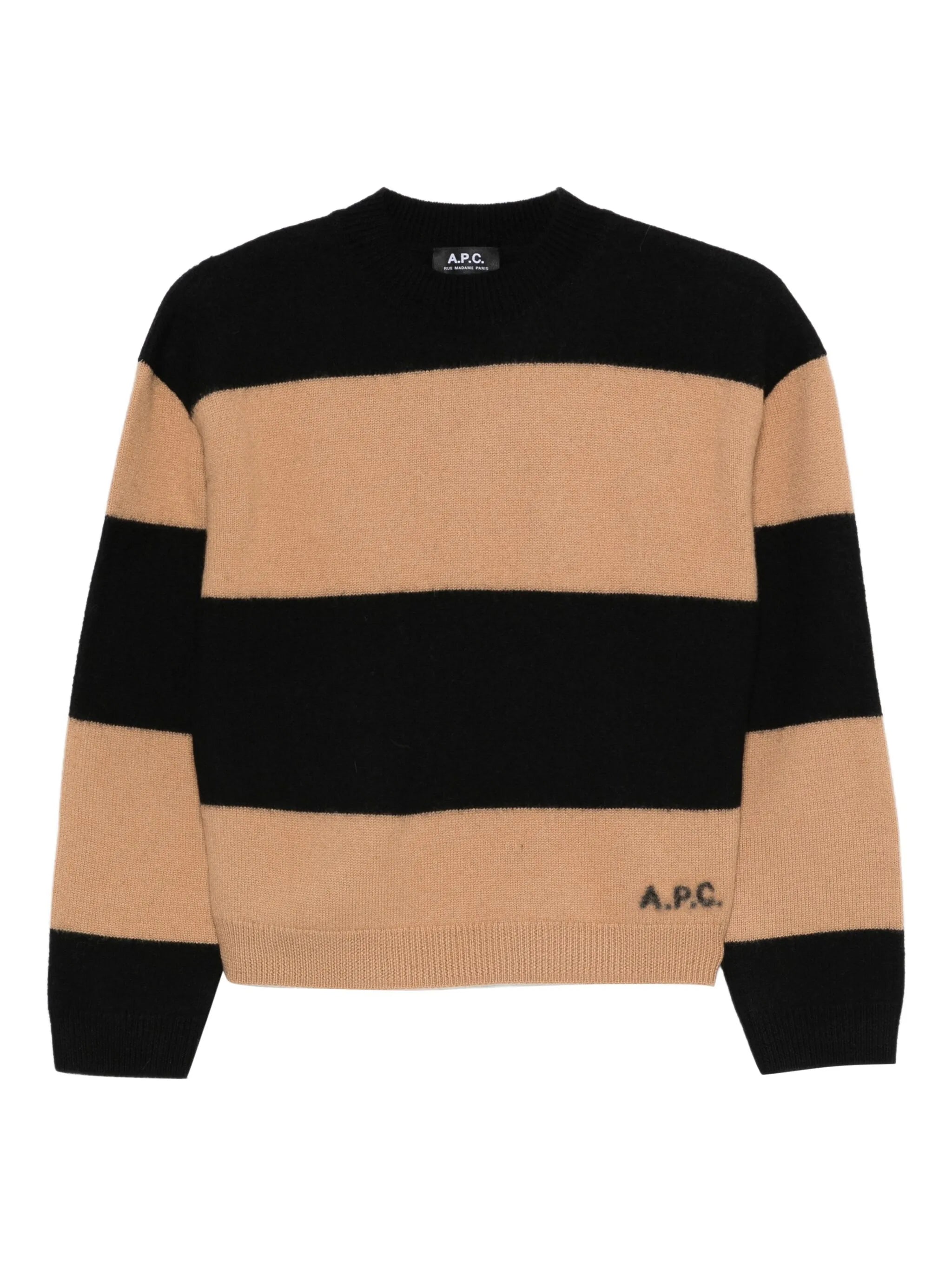 A.P.C. Striped Sweater Camel And Black