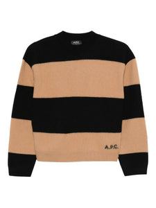 A.P.C. Striped Sweater Camel And Black