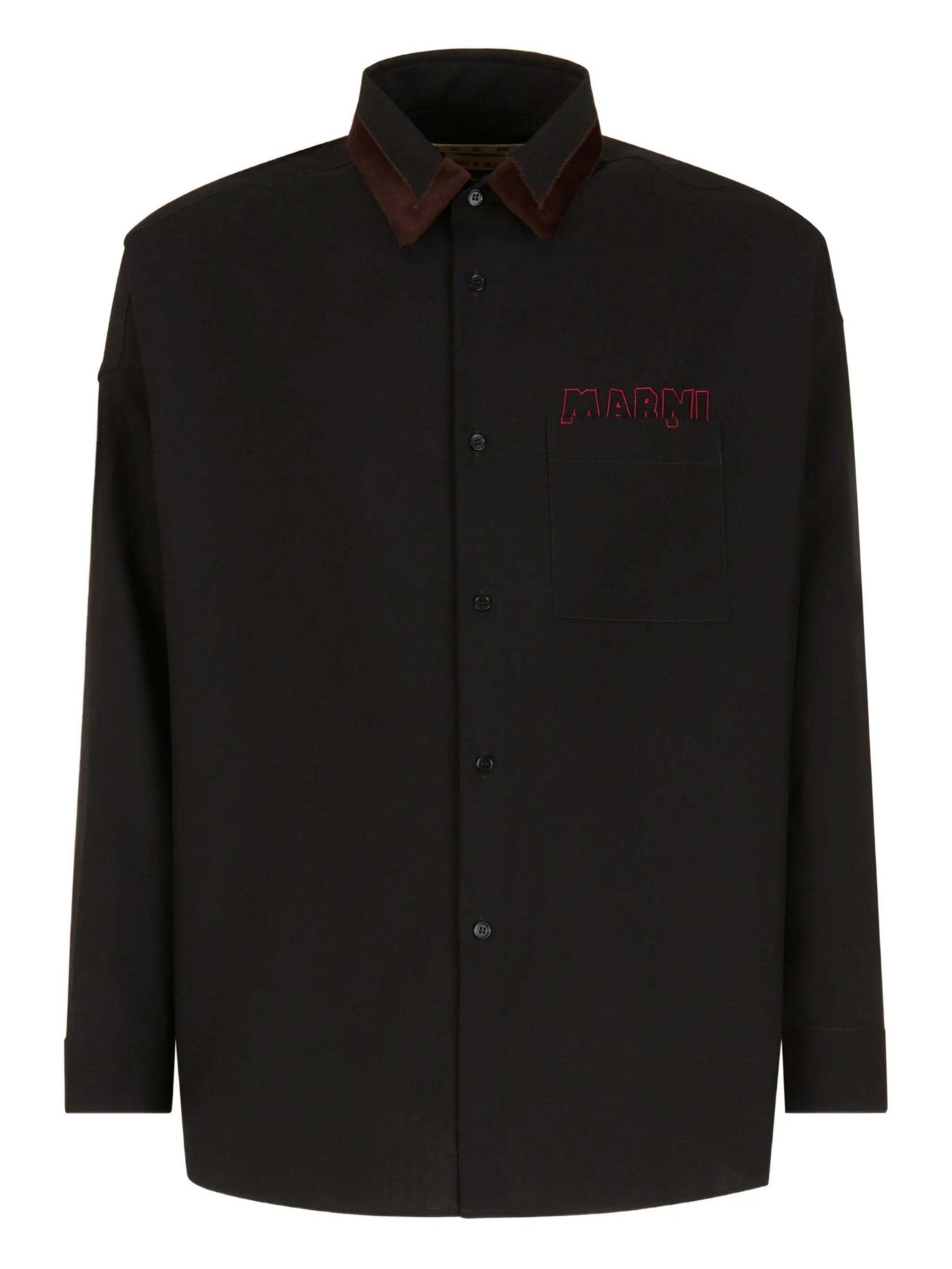 Marni Shirt With Velvet Collar Black
