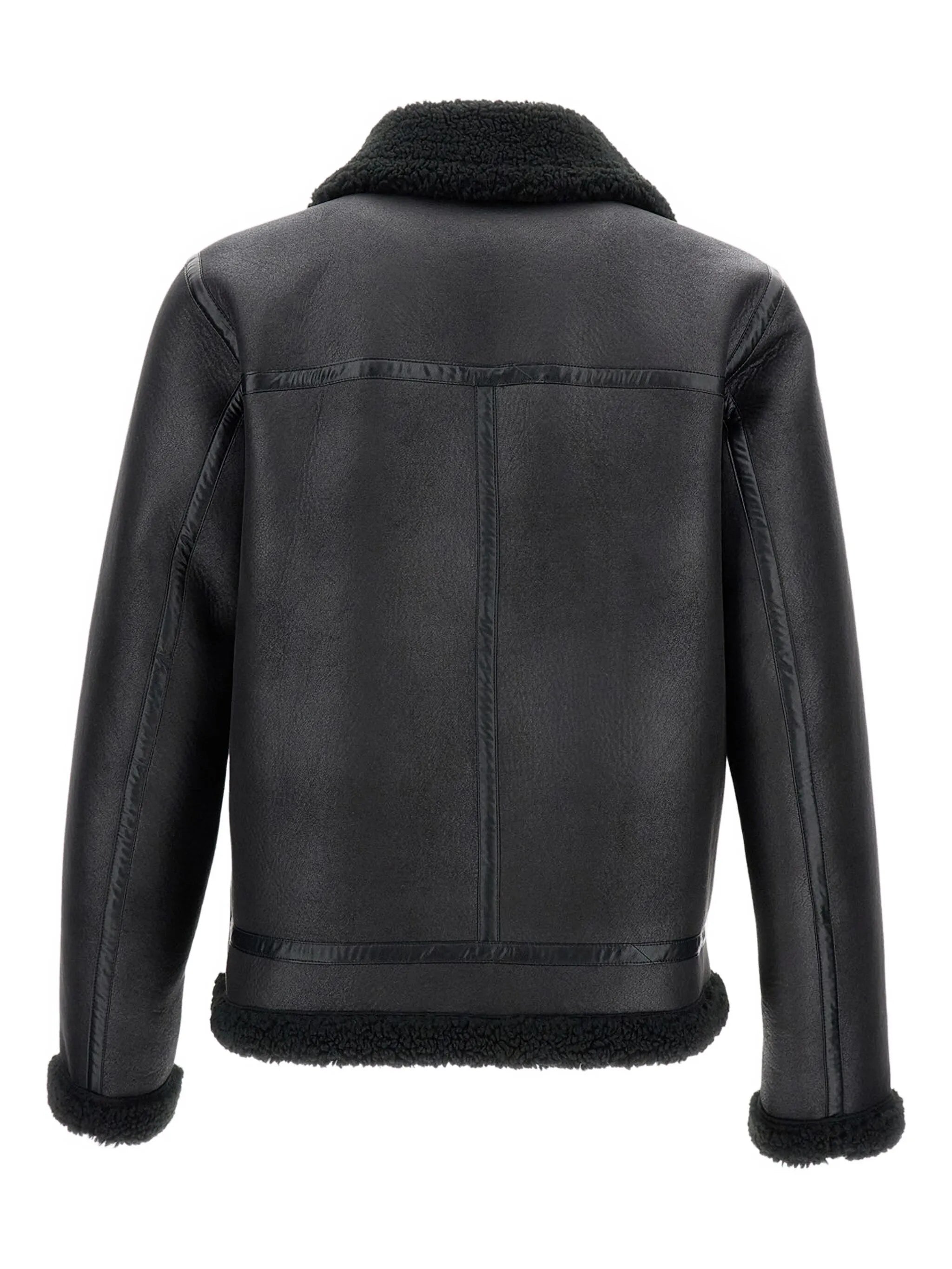 A.P.C. 'Tommy' Shearling Flap-Pocket Jacket Black