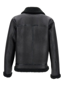 A.P.C. 'Tommy' Shearling Flap-Pocket Jacket Black