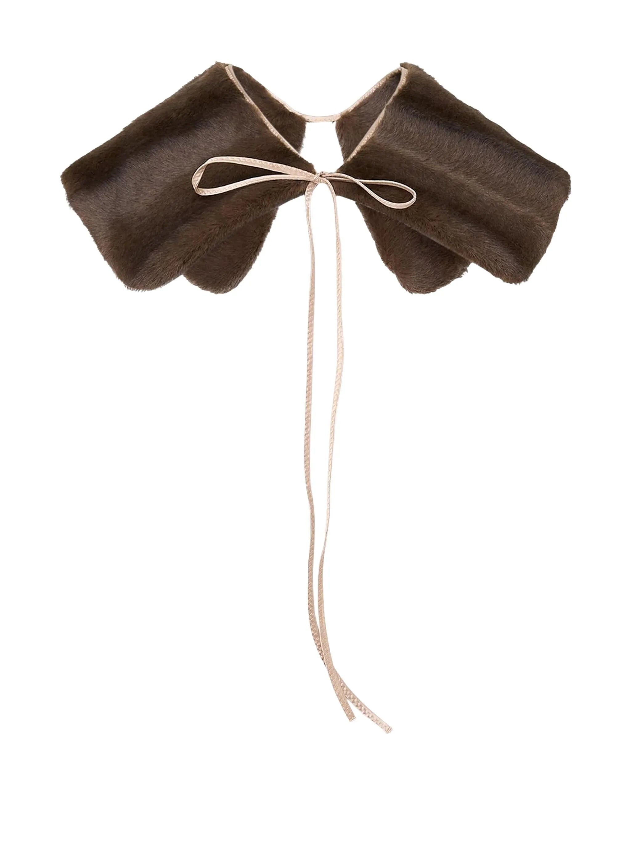 N°21 Faux Fur Collar With Tie Closure Brown