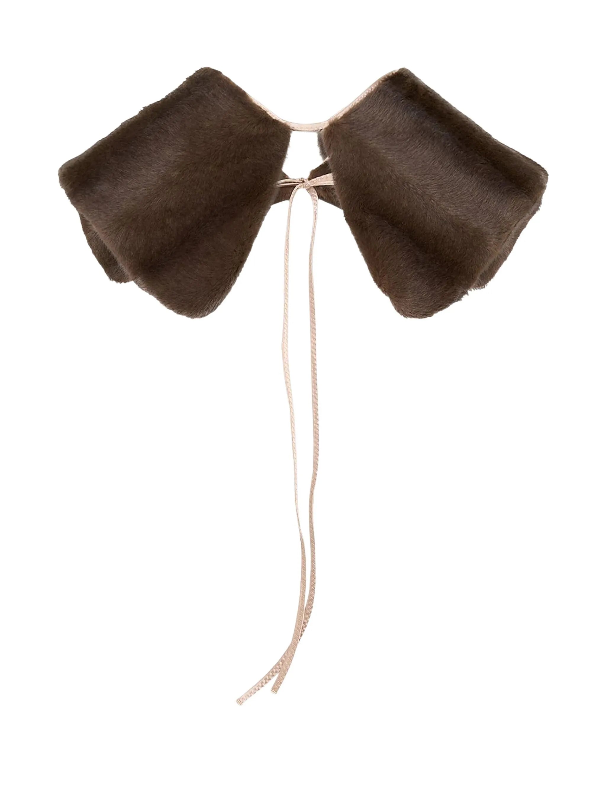 N°21 Faux Fur Collar With Tie Closure Brown
