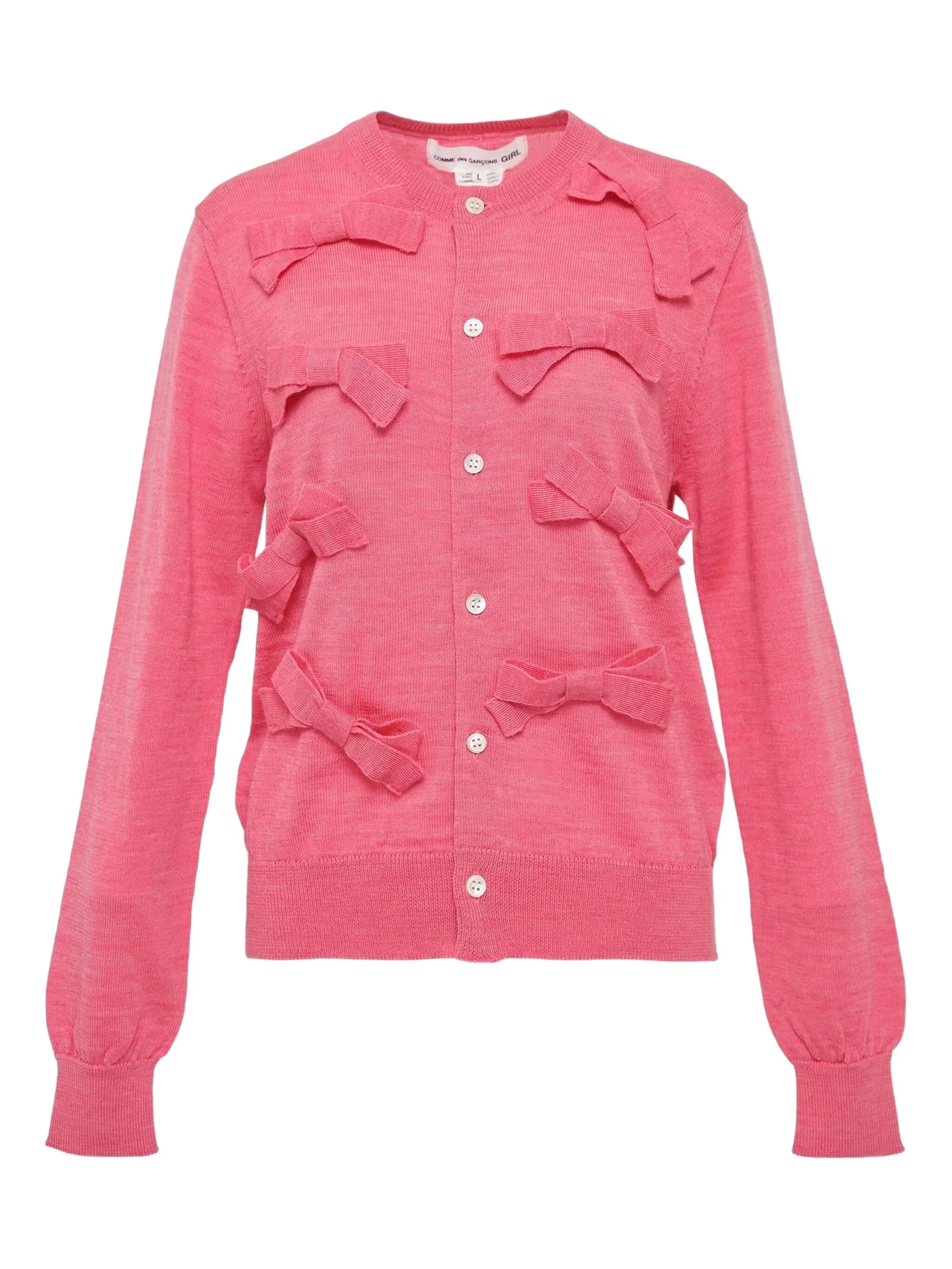 Comme Des Garçons Bow-Detail Cardigan Pink