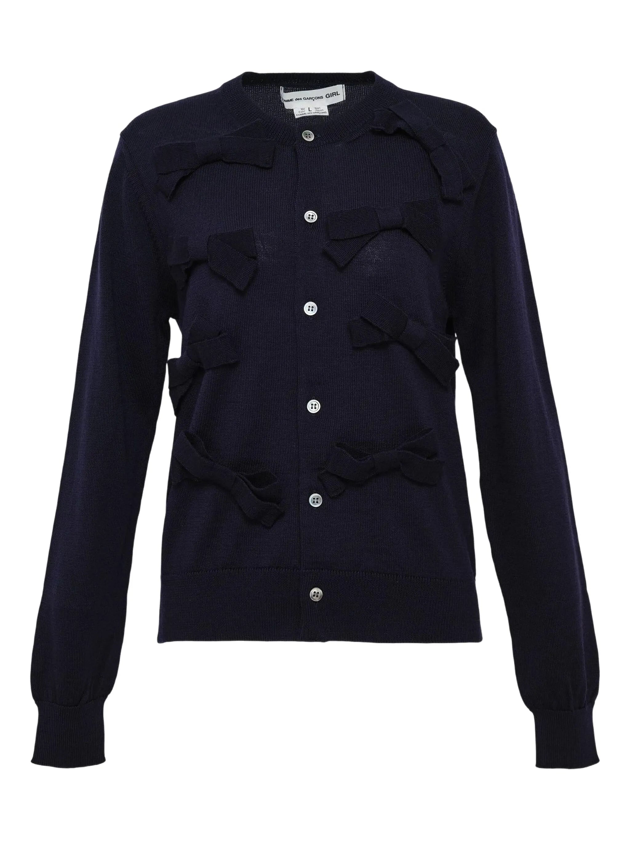 Comme Des Garçons Bows-Detailed Cardigan Navy