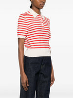 Load image into Gallery viewer, A.P.C. Striped Polo Sweater Red Off-White
