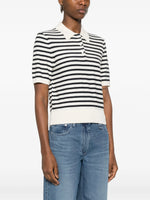 Load image into Gallery viewer, A.P.C. Striped Polo Sweater Ivory Navy Blue
