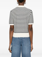Load image into Gallery viewer, A.P.C. Striped Polo Sweater Ivory Navy Blue
