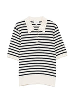 Load image into Gallery viewer, A.P.C. Striped Polo Sweater Ivory Navy Blue
