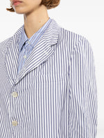 Load image into Gallery viewer, Comme des Garçons Crinkle Effect Blue Striped Blazer
