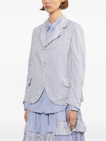 Load image into Gallery viewer, Comme des Garçons Crinkle Effect Blue Striped Blazer
