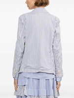 Load image into Gallery viewer, Comme des Garçons Crinkle Effect Blue Striped Blazer
