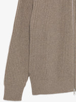 Load image into Gallery viewer, MM6 Maison Margiela Rib-Knitted Zip-Up Cardigan Taupe
