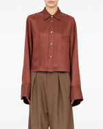 Load image into Gallery viewer, MM6 Maison Margiela Viscose Blend Jacquard Blouse Rust Brown

